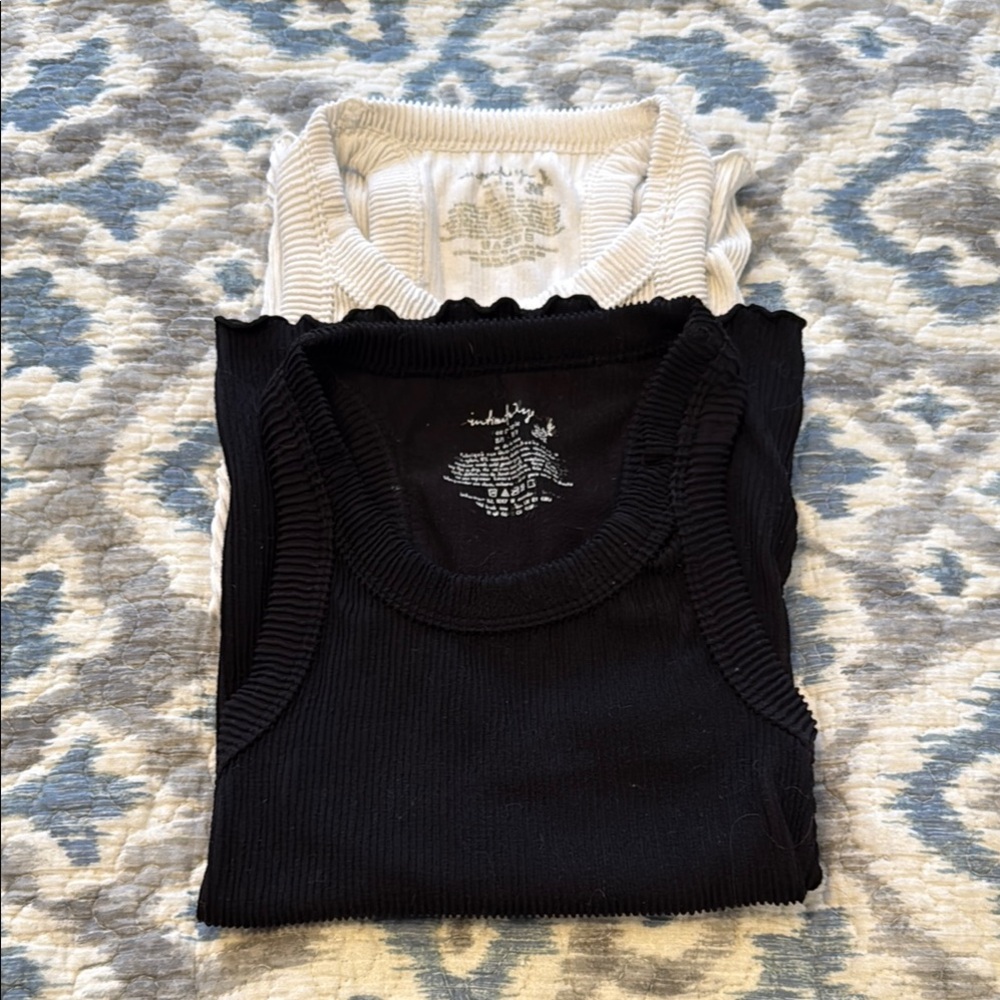 Black and White Free People Intimitely Ribbed Tank Tops size XS/S